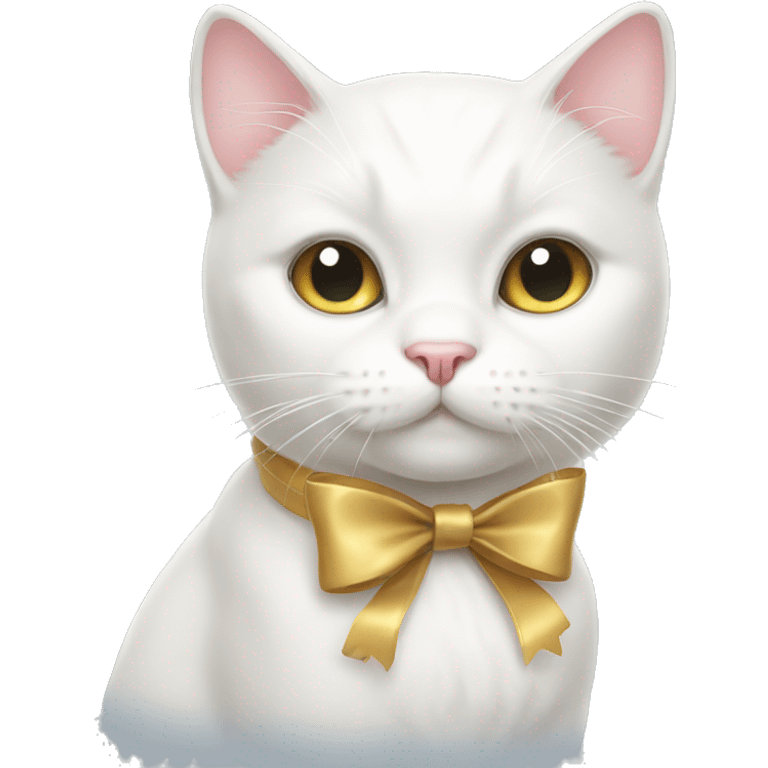 white cat with bow emoji