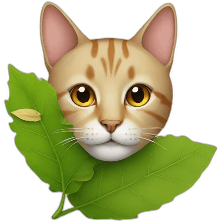 cat with leaf in head emoji