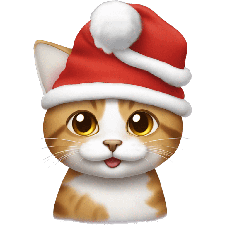 Cute cat with Santa hat emoji