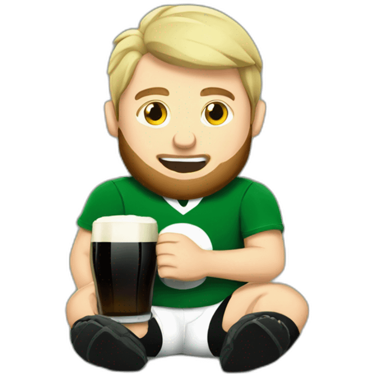 Drunk irish rugby player drinking guiness emoji