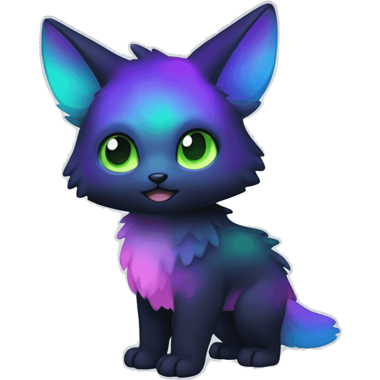 Cute cool black nebula fading green blue purple pink gradient animal hybrid Fakemon full body emoji