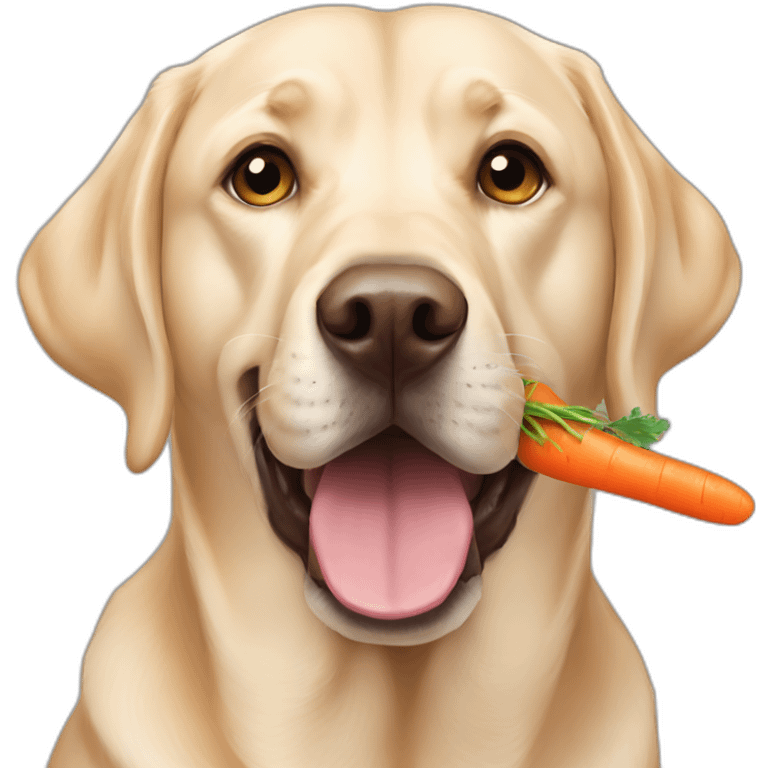 champagne coloured labrador eating a carrot emoji