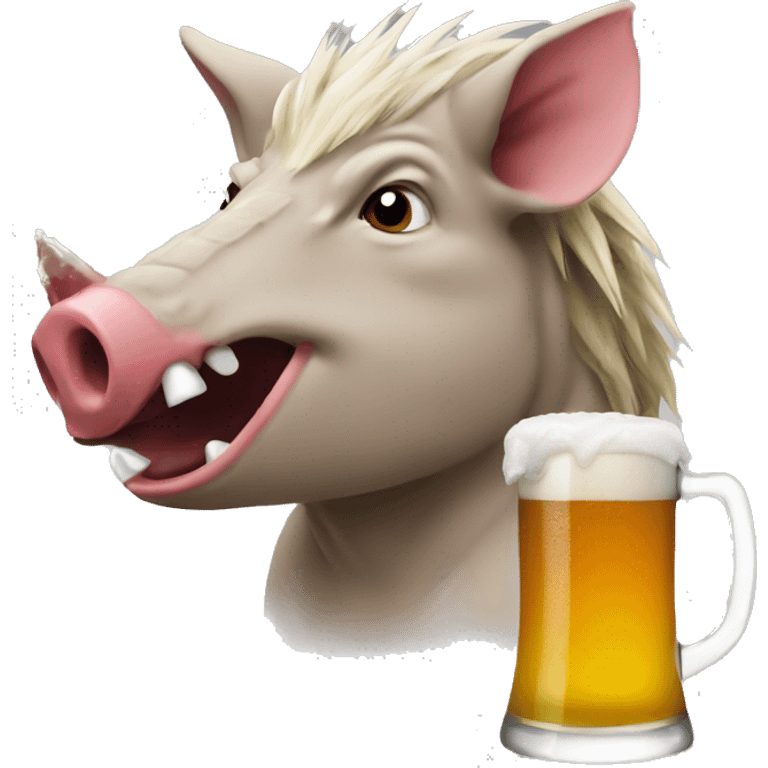 Razorback drinking a beer emoji