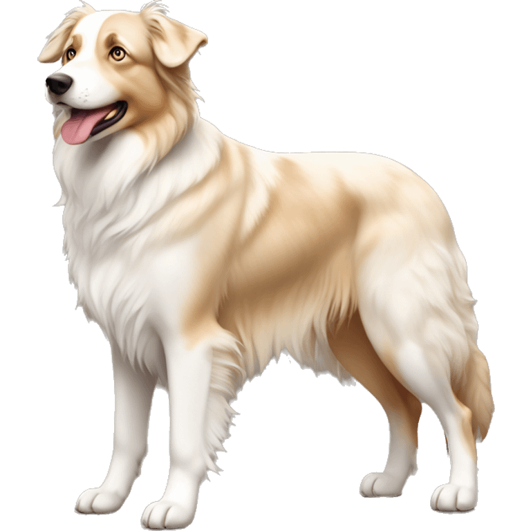 a full body, tan, cream, white Australian Shepard emoji