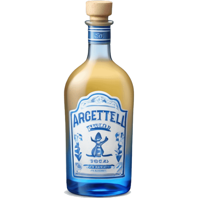 Une bouteille de tequila de classe azul, avec un bouchon argenté et des motif blanc et bleu sur la bouteille  emoji