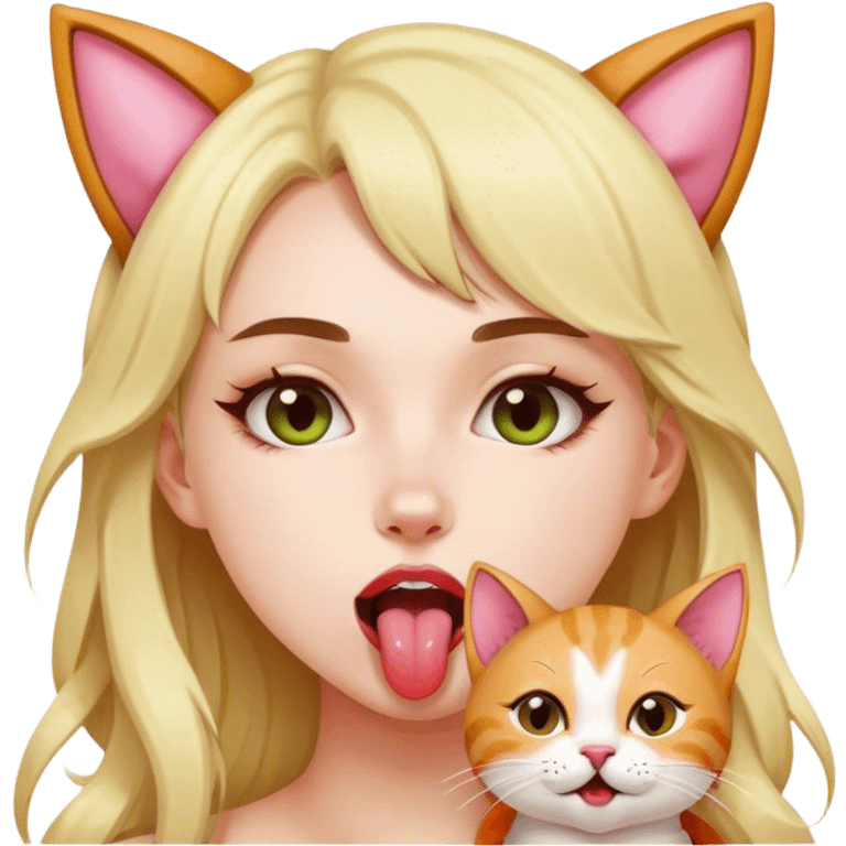 Kawaii girl cat lick emoji