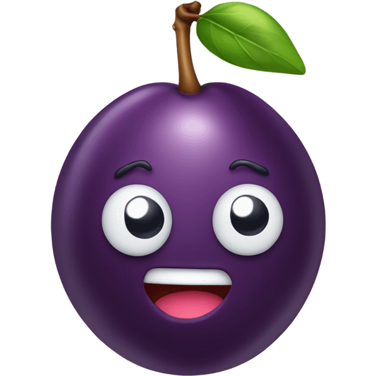 cute plum fruit with sugar on the side  emoji