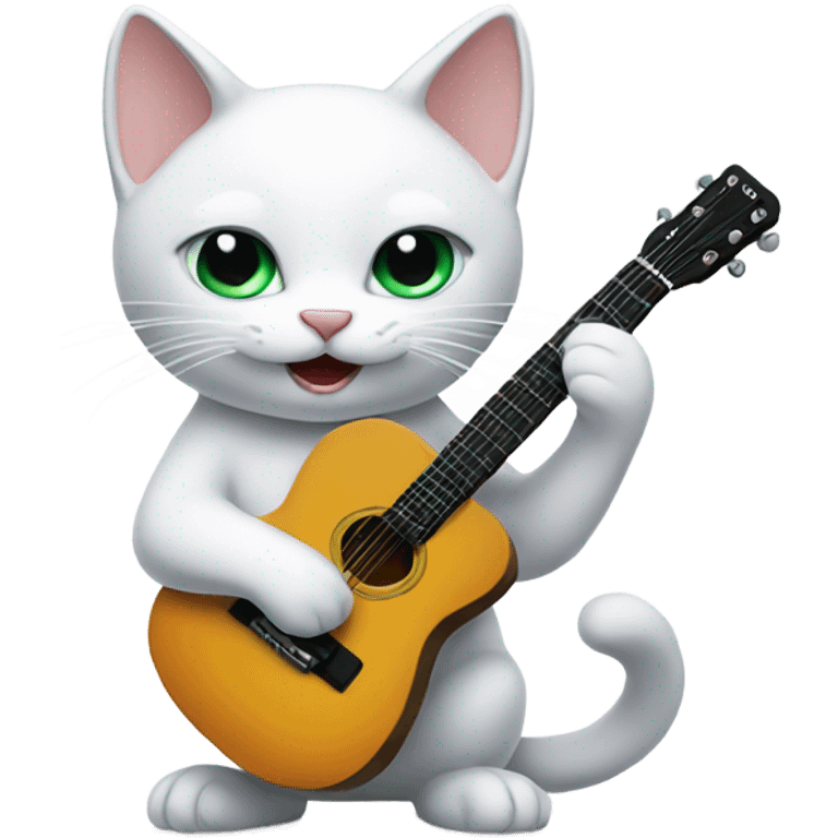 White cat playing guitar emoji