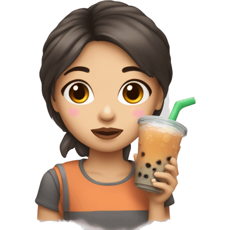 Girl drinking boba tea emoji