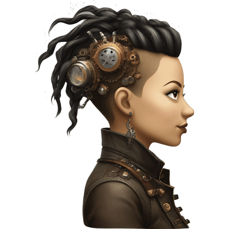 Photorealistic steampunk profile mohawk Caucasia girl emoji