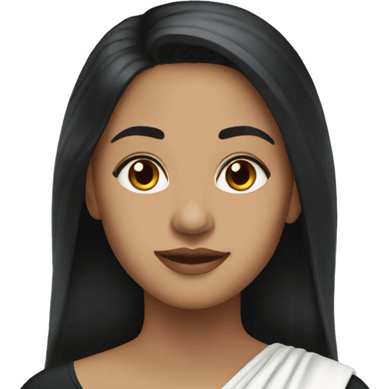 Light skin ;Black long hair wearing white saree emoji