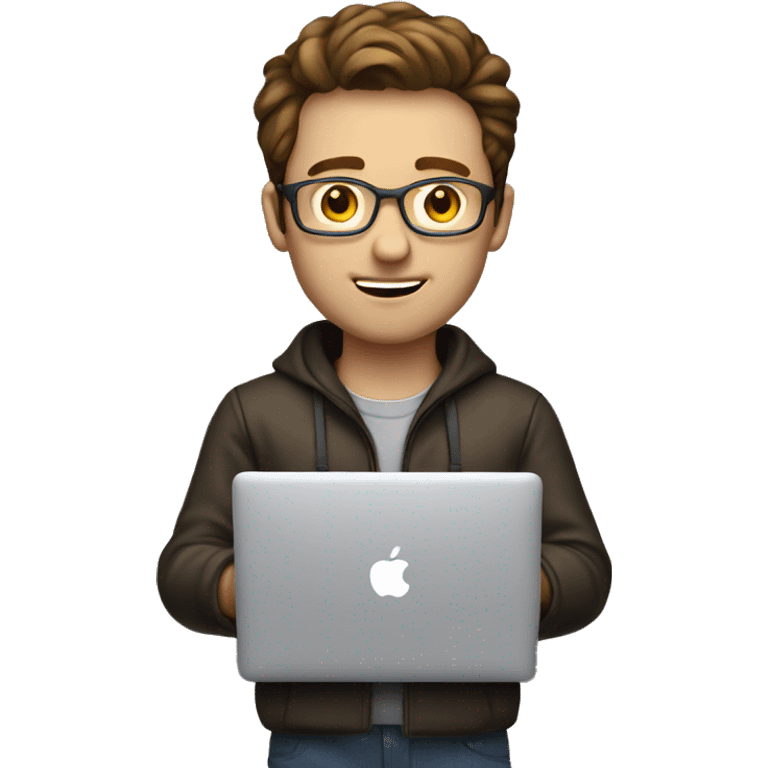 brown haired white man programmer with macbook emoji