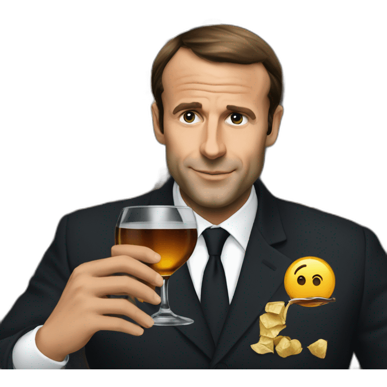 Macron drinking whiskies  emoji