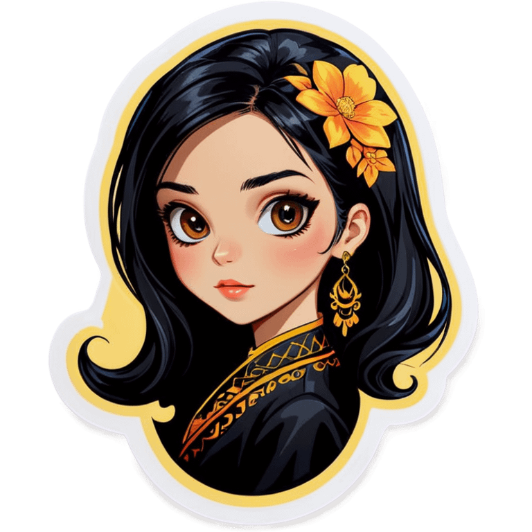 girl with black hair jewelry emoji