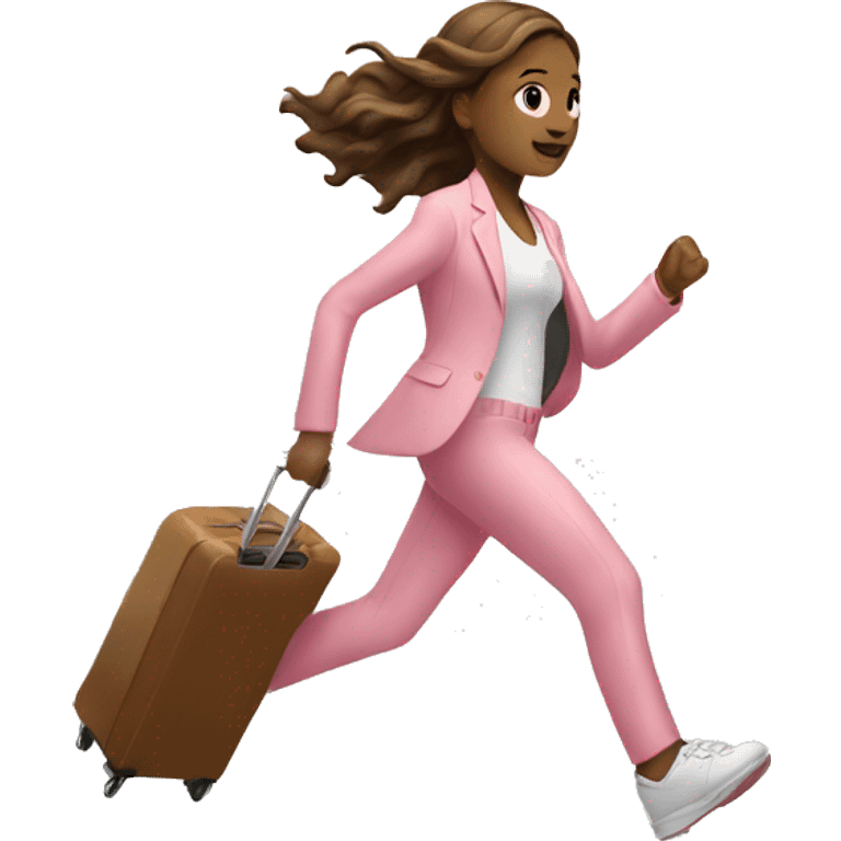 Girl running with light pink suit case emoji