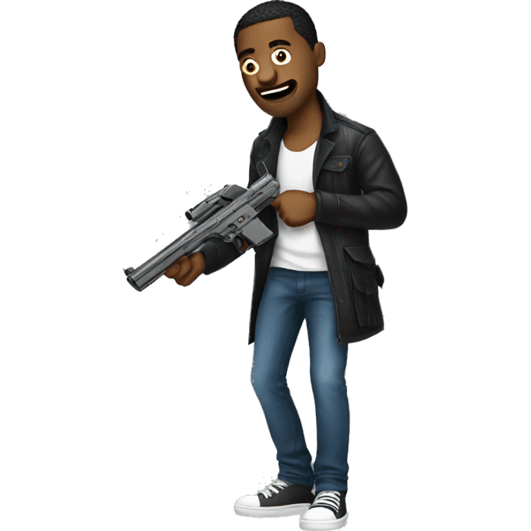 funny meme with stylish guy with gun emoji