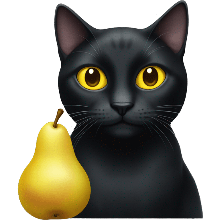 black cat with yellow eyes and a white spot on his pears emoji