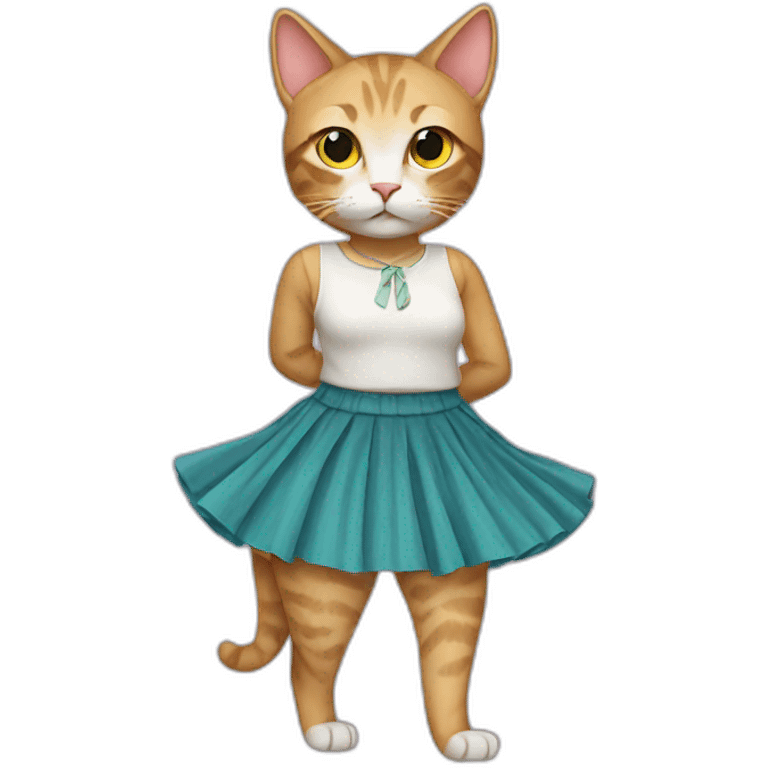 Cat with skirt emoji