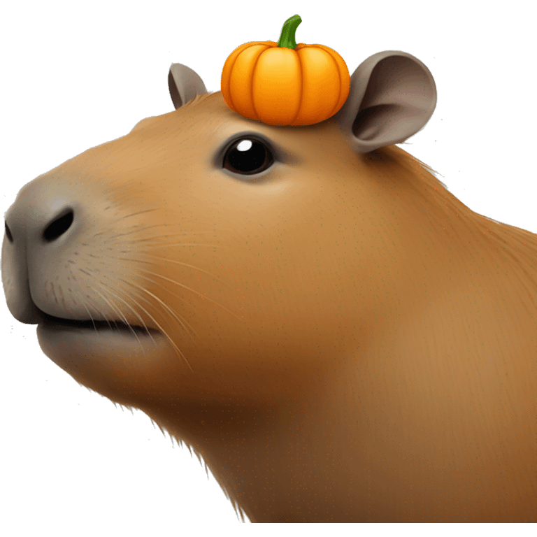 Capybara with pumpkin on head emoji