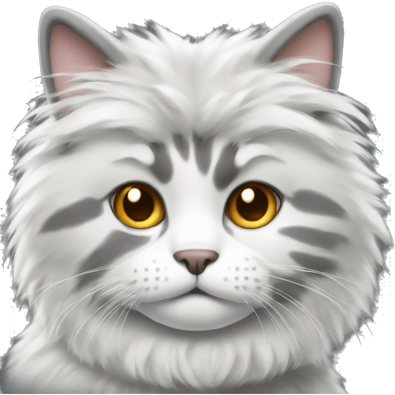 Grey and white fluffy cat  emoji