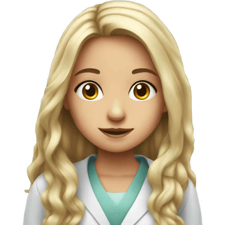 white young girl with long hair working in a pharmacy emoji