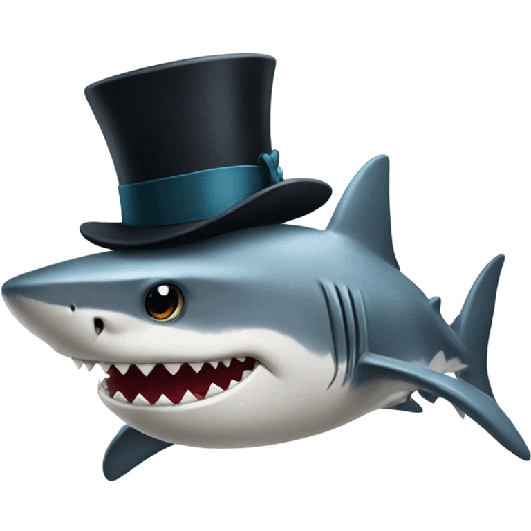 Shark with a top hat emoji