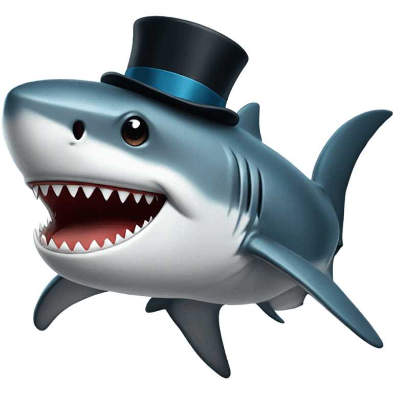 Shark with a top hat emoji