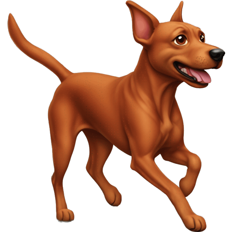 realistic solid red dog with pointed ears running emoji