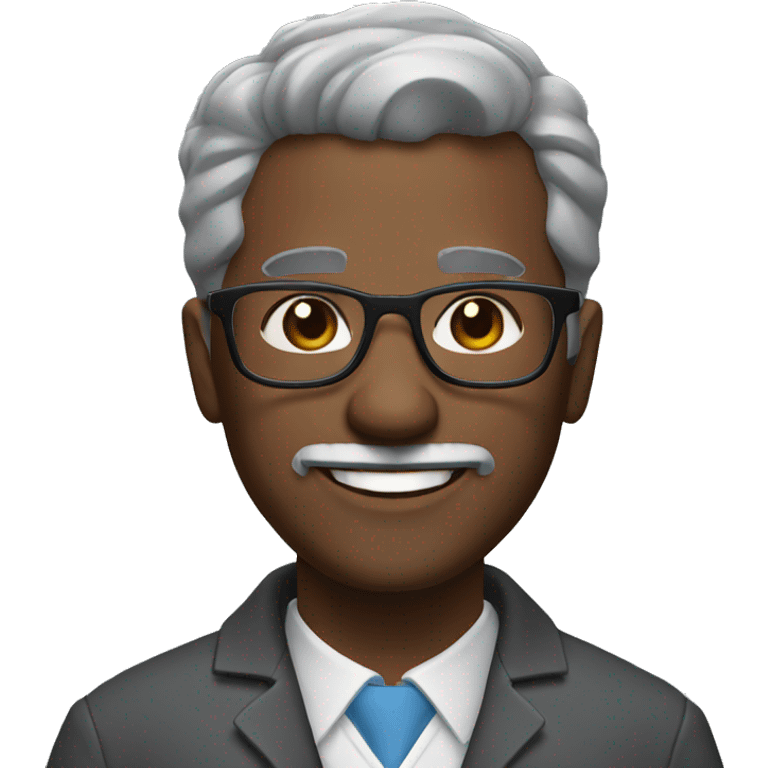 Black doctor with glasses, short gray beard and short gray hair smiling  emoji