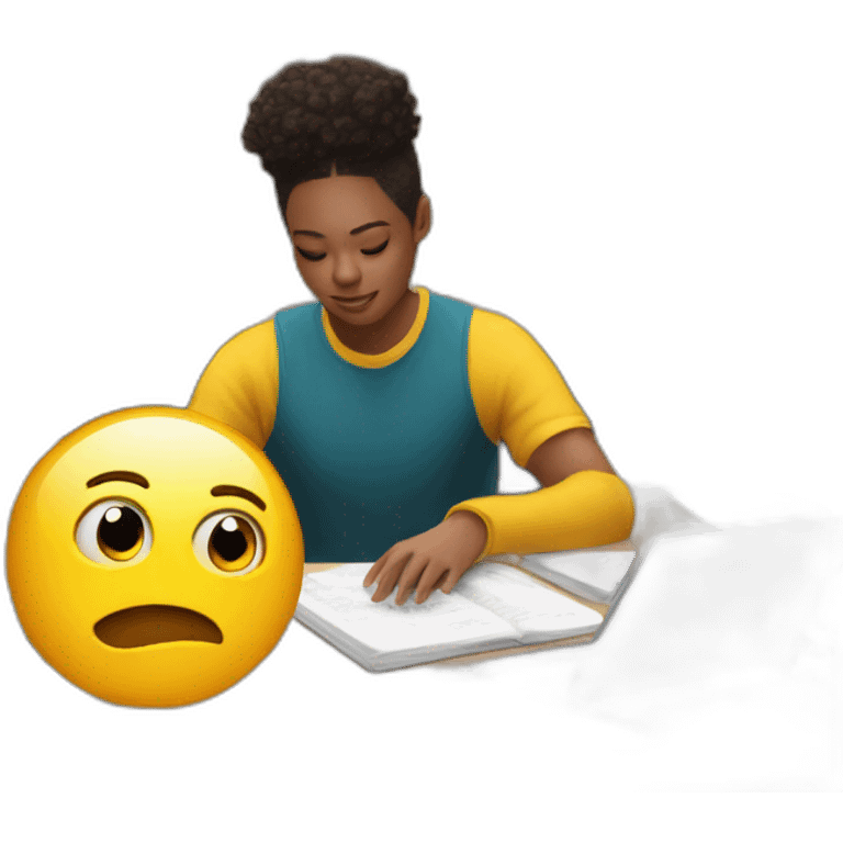 A student is distracted by tik tok while studying emoji