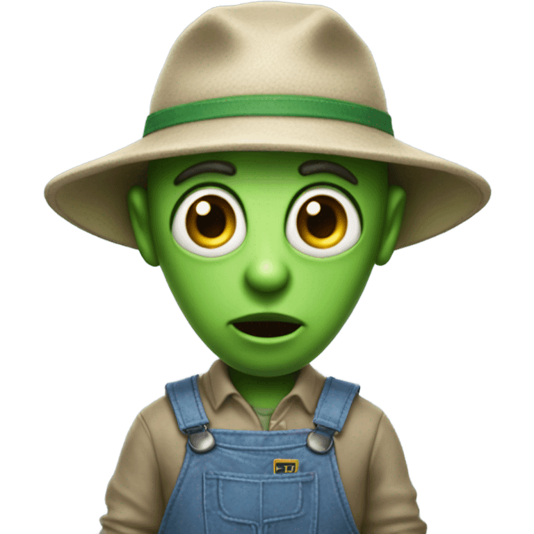 Alien In farmer overalls emoji