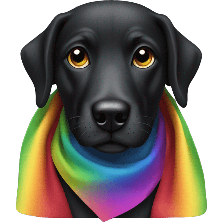 all black mongrel dog with rainbow bandana  emoji