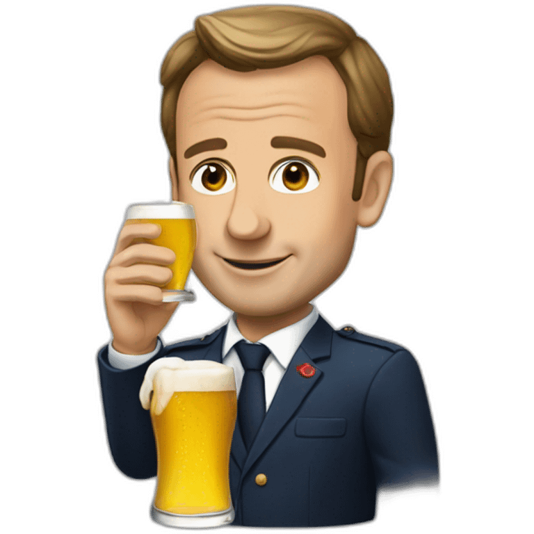 Macron avec une bière emoji