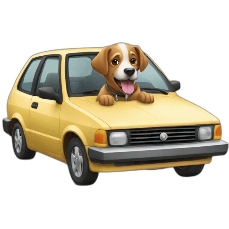 a dog drive a car emoji