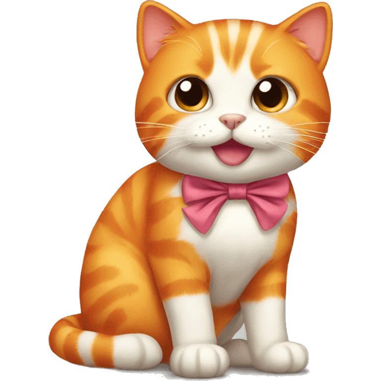 Orange cat with bow emoji