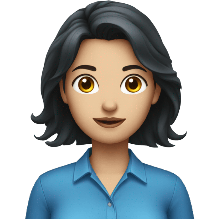 dark-haired female in blue shirt emoji