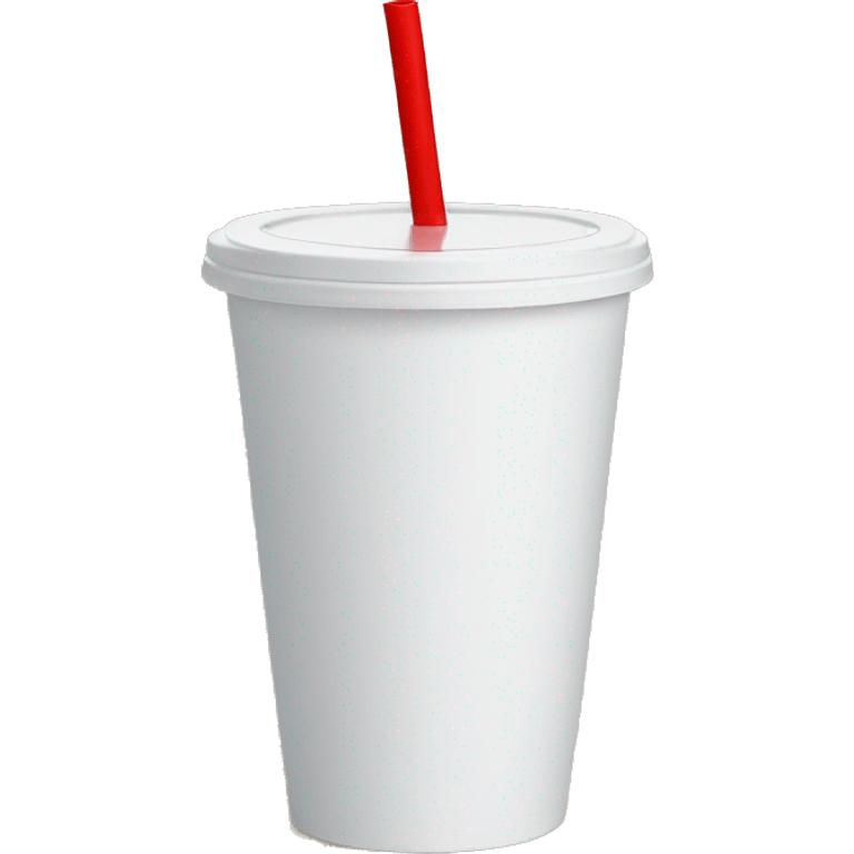 White styrofoam cup with white lid and red straw. emoji