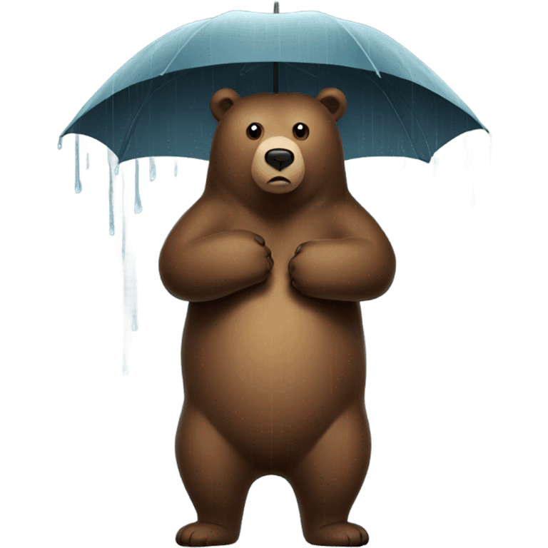 Brown bear holding an unrelated in the rain emoji