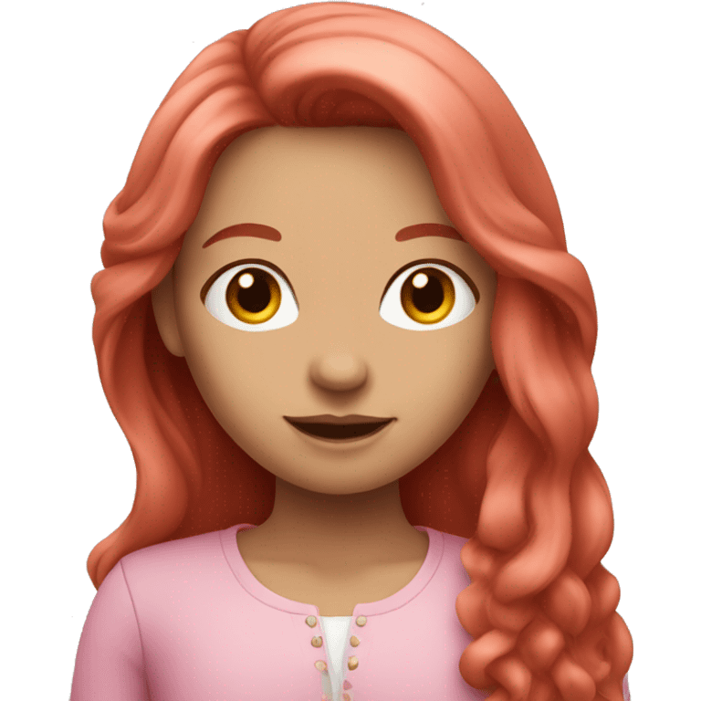 A red-haired girl with long hair in pink clothes emoji