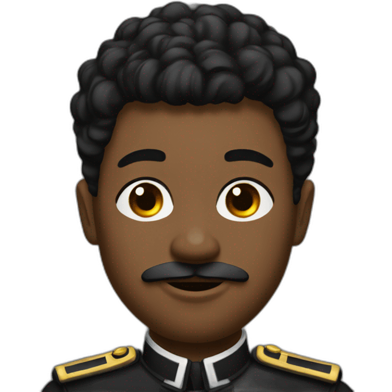 black man with undercut and a tini mustache under his nose in black uniform emoji