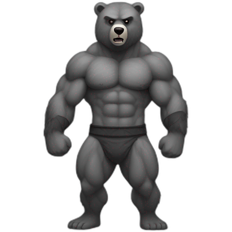 muscle hairy grey ninja bear emoji