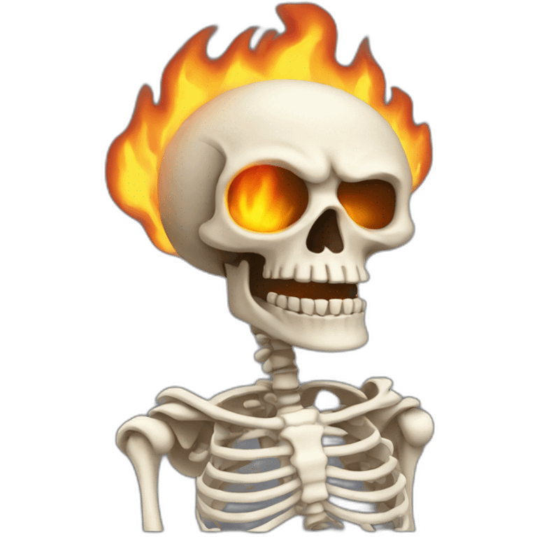 Flaming cartoon skeleton emoji