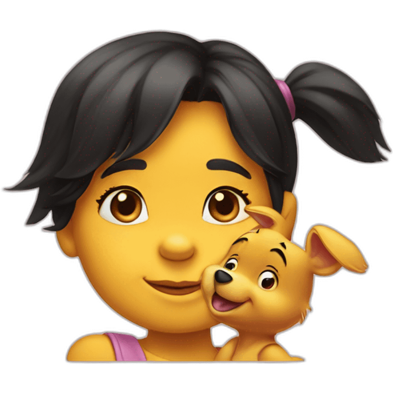 Winnie pooh and a girl emoji