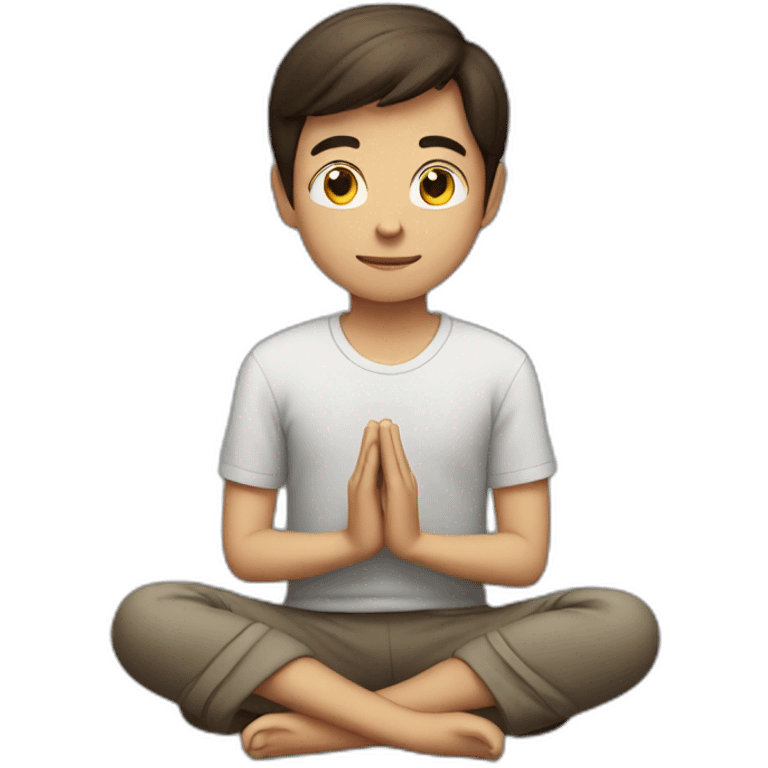 brunette boy meditating emoji