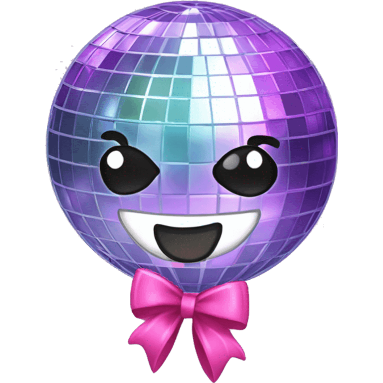 Disco ball with coquette bow  emoji