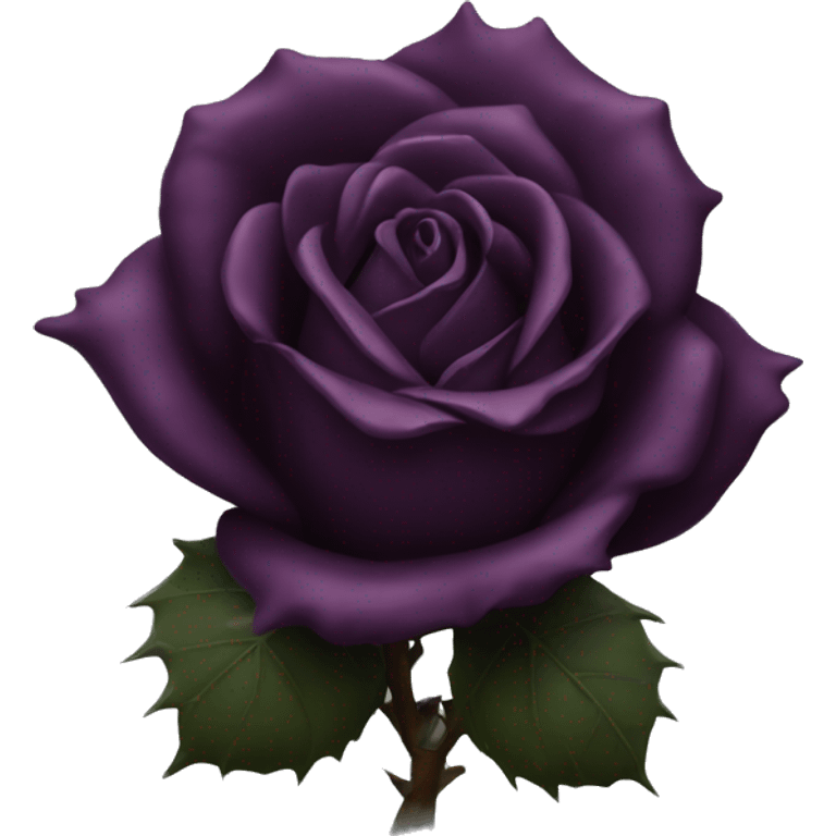 Single rose, deep plum to black, with thorns  emoji