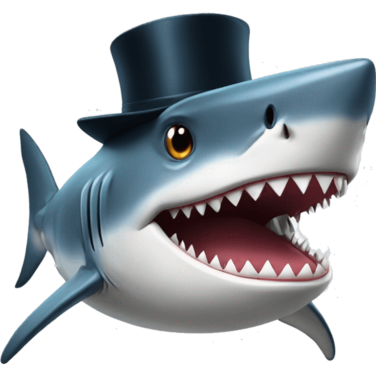 Shark with a top hat emoji