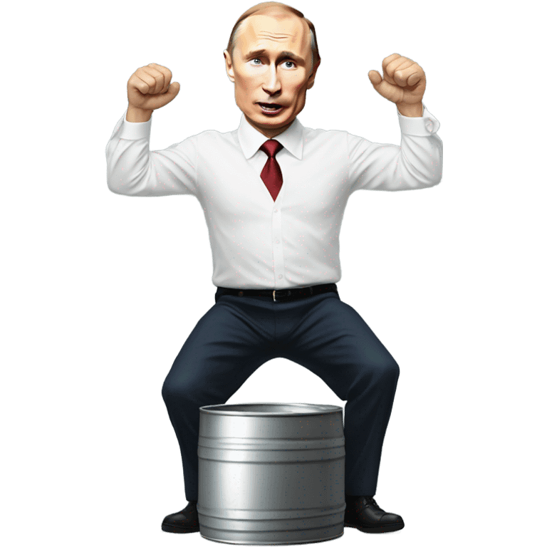 Vladimir Putin doing a keg stand emoji