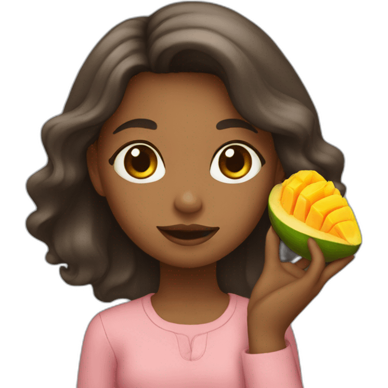 Girl with mango and tuna emoji