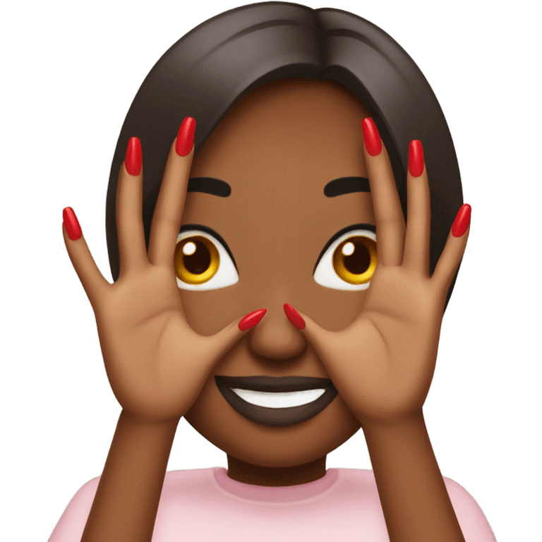 Long red  nails on medium skin ton emoji